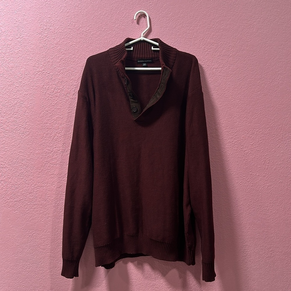 TRICOTS ST RAPHAEL Men’s Burgundy 3/4 Button Up Sweater Size 2XLT